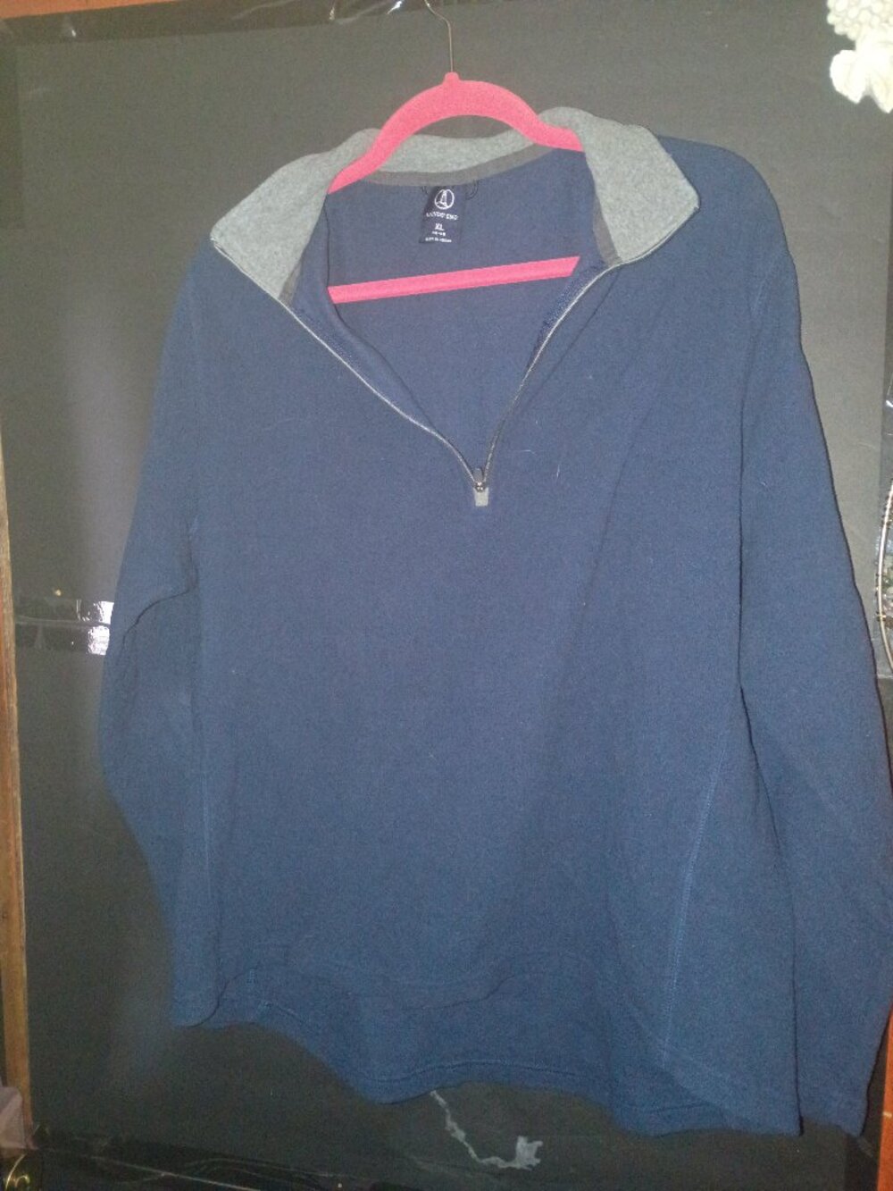 Men's Fleece Sweatshirt Lands' End 1/4 Zip Running Pullover Sweater XL